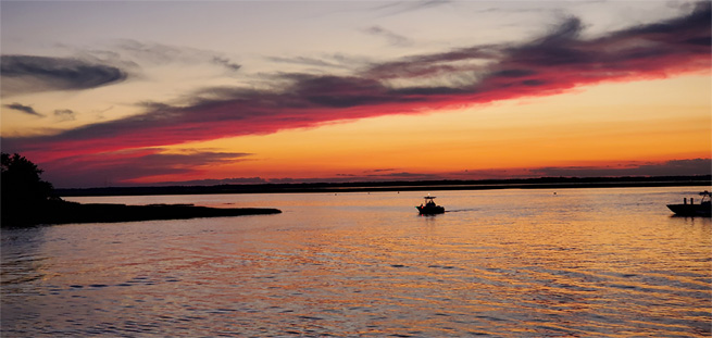 Sunset on the water.