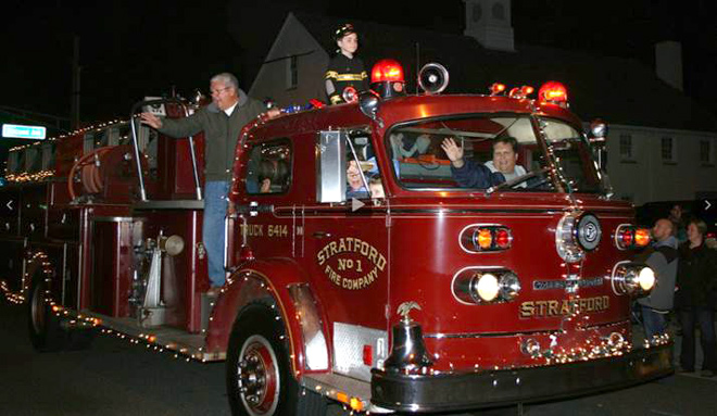 Fire trucks at the holiday parade.